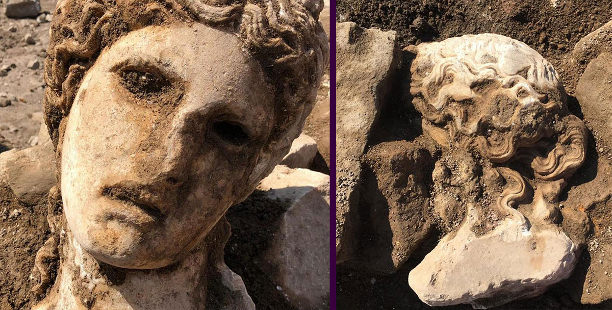 Un cap de marmură de 2000 de ani al zeului Bacchus a fost descoperit sub Roma